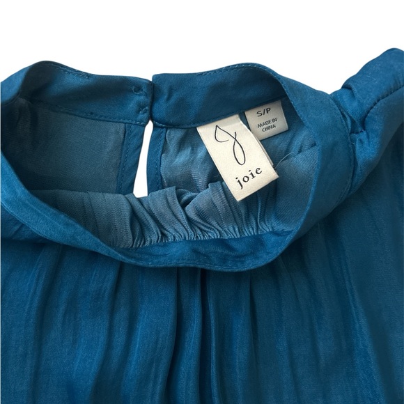 Joie Blue Pleated Blouse with Rounded Neckline - Picture 2 of 3